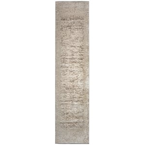 Pemberly Row Polyester Transitional Crackled Beige Runner Area Rug