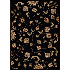Pemberly Row Traditional 5'5&quot x 7'7&quot Rectangular Fabric Rug in Black