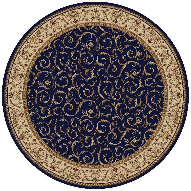 Pemberly Row Traditional 8' x 8' Circular Fabric Rug in Blue