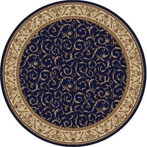 Pemberly Row Traditional 8' x 8' Circular Fabric Rug in Blue