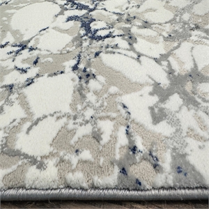 Pemberly Row Polyester Transitional Marbled Blue 3x5 Area Rug