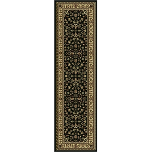 Pemberly Row Traditional Floral 2'2&quot x 7'7&quot Polypropylene Area Rug in Black