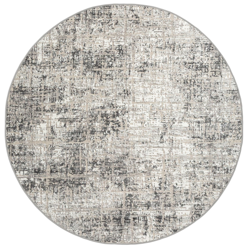 Pemberly Row Polyester Transitional Striated Gray 8' Round Area Rug