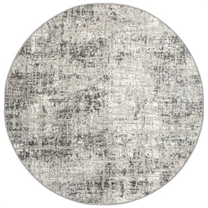 Pemberly Row Polyester Transitional Striated Gray 8' Round Area Rug