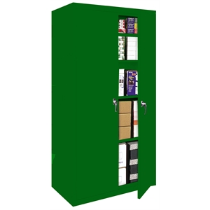Pemberly Row Modern Industrial Office Fixed Shelf Storage Cabinet in Green