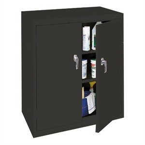 Pemberly Row Modern Industrial Office Counter High Cabinet in Charcoal