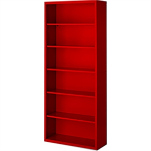 Pemberly Row Modern Industrial Office Stationary Bookcase in Red