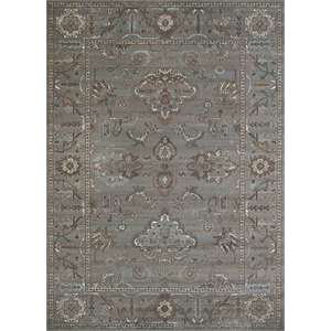 Pemberly Row Traditional 7'10&quot x 10'6&quot Rectangular Fabric Rug in Gray
