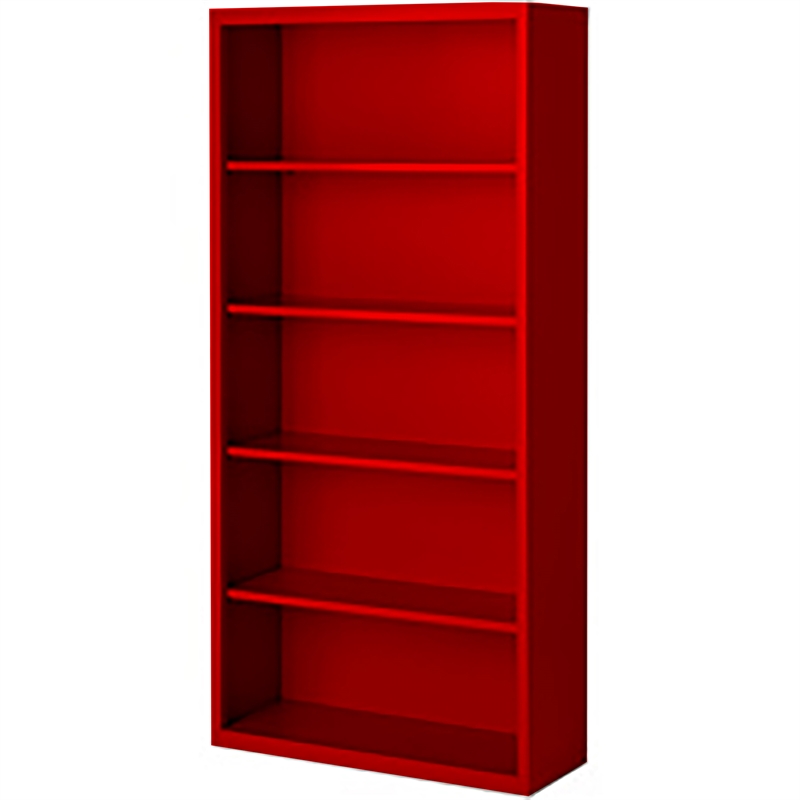 Pemberly Row Modern Industrial Office Stationary Bookcase in Red