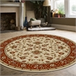Pemberly Row Traditional 8' x 8' Circular Fabric Rug in Ivory