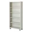 Pemberly Row Modern Industrial Office Mobile Bookcase in Almond
