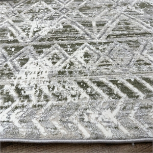 Pemberly Row Polyester Transitional Geometric Green 5' Round Area Rug