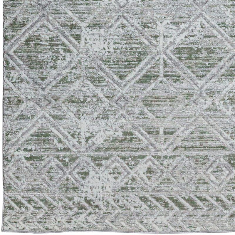 Pemberly Row Polyester Transitional Geometric Green 5' Round Area Rug