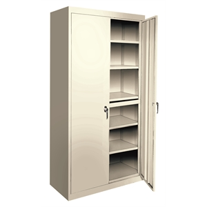Pemberly Row Modern Industrial Office Adjustable Storage Cabinet in Almond