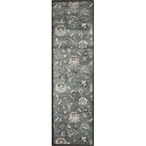 Pemberly Row Traditional 2'2&quot x 7'7&quot Rectangular Fabric Rug in Light Green