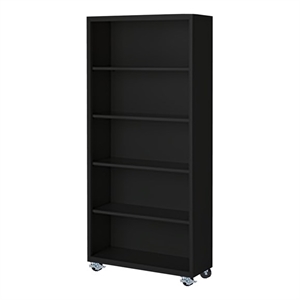 Pemberly Row Modern Industrial Office Mobile Bookcase in Black