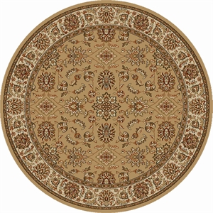 Pemberly Row Traditional 8' x 8' Circular Fabric Rug in Beige