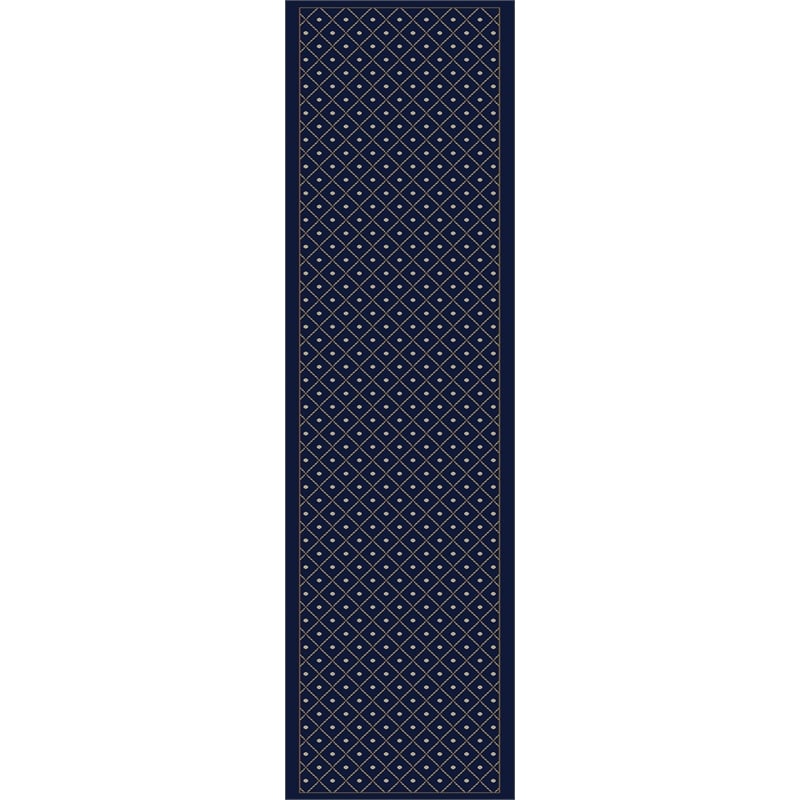 Pemberly Row Geometric 2'2 x 7'7 Polypropylene Area Rug in Navy Blue