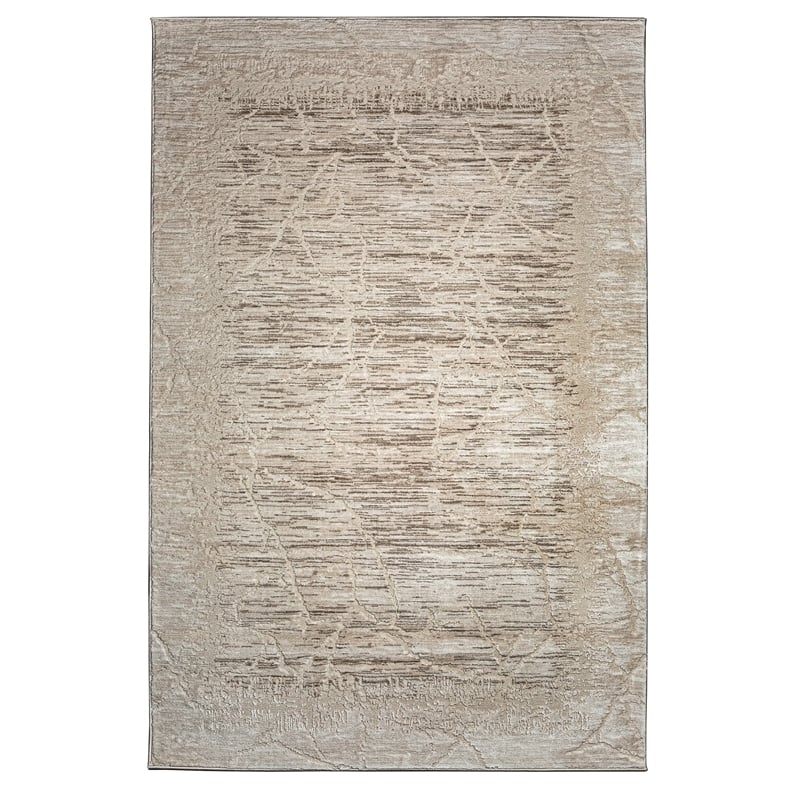 Pemberly Row Polyester Transitional Crackled Beige 3x5 Area Rug