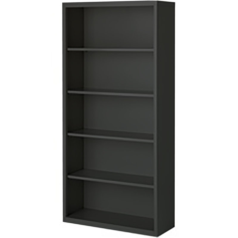 Pemberly Row Modern Industrial Office Stationary Bookcase in Charcoal