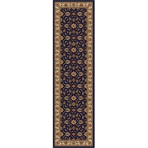 Pemberly Row Traditional 2'2&quot x 7'7&quot Rectangular Fabric Rug in Blue
