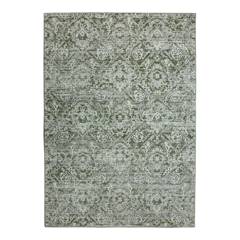 Pemberly Row Polyester Transitional Abstract Green 8x10 Area Rug