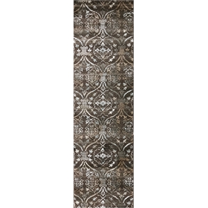 Pemberly Row Traditional 2'2&quot x 7'7&quot Rectangular Fabric Rug in Brown