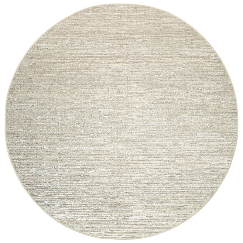 Pemberly Row Polyester Transitional Striated Beige 8' Round Area Rug