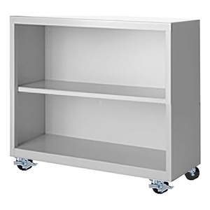 Pemberly Row Modern Industrial Office Mobile Bookcase in White