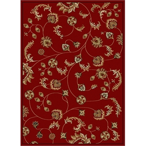 Pemberly Row Traditional 3'3&quot x 4'11&quot Rectangular Fabric Rug in Red