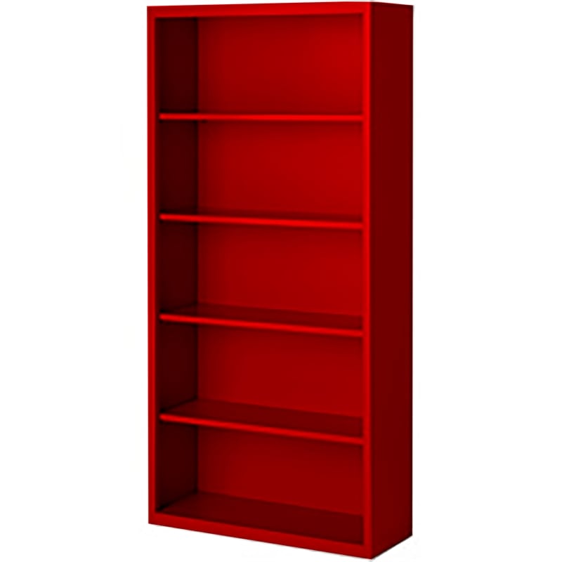 Pemberly Row Modern Industrial Office Stationary Bookcase in Red