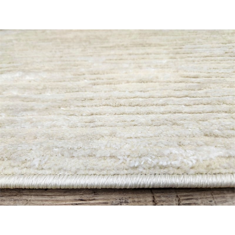 Pemberly Row Polyester Transitional Striated Beige 3x5 Area Rug