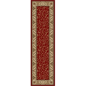 Pemberly Row Traditional 2'2&quot x 7'7&quot Rectangular Fabric Rug in Red