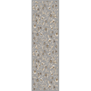 Pemberly Row Traditional 2'2&quot x 7'7&quot Rectangular Fabric Rug in Gray