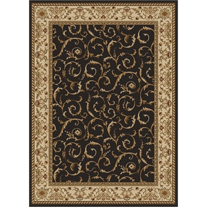 Pemberly Row Traditional 5'5&quot x 7'7&quot Rectangular Fabric Rug in Brown
