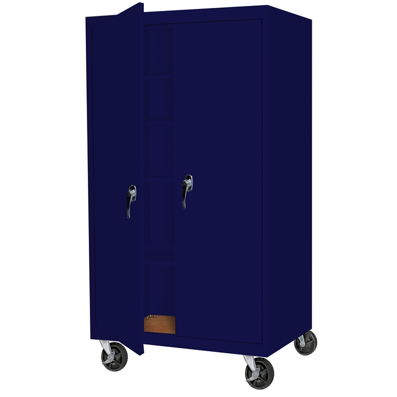 Pemberly Row Modern Industrial Office Mobile Storage Cabinet in Navy