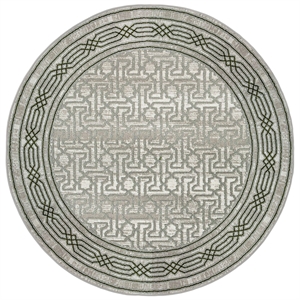 Pemberly Row Polyester Transitional BordeRed Green 5' Round Area Rug