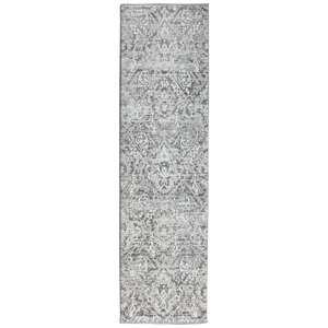 Pemberly Row Polyester Transitional Abstract Gray Runner Area Rug