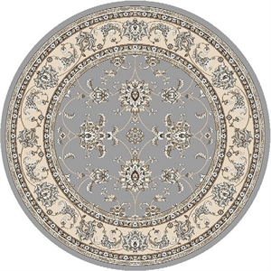 Pemberly Row Traditional 5'3&quot x 5'3&quot Circular Fabric Rug in Gray