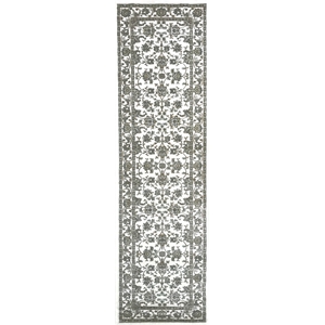 Pemberly Row Traditional 2'2&quot x 7'7&quot Rectangular Fabric Rug in Bone White