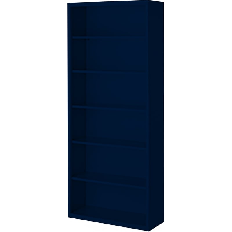 Pemberly Row Modern Industrial Office Stationary Bookcase in Navy