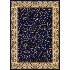 Pemberly Row Traditional 3'3&quot x 4'11&quot Rectangular Fabric Rug in Blue