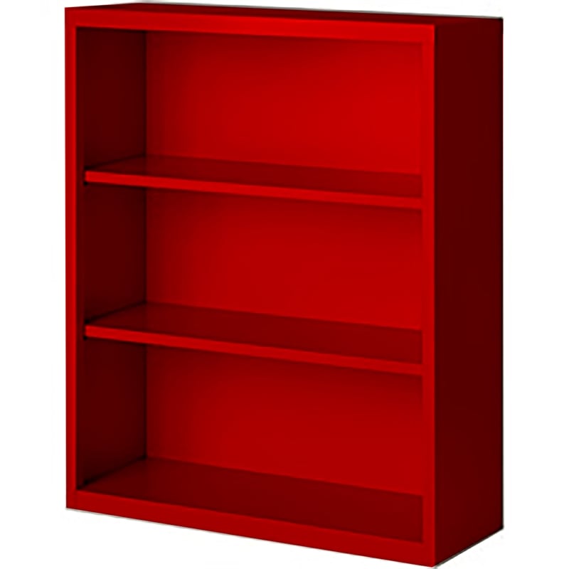 Pemberly Row Modern Industrial Office Stationary Bookcase in Red