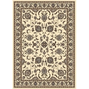 Pemberly Row Traditional 5'5&quot x 7'7&quot Rectangular Fabric Rug in Ivory