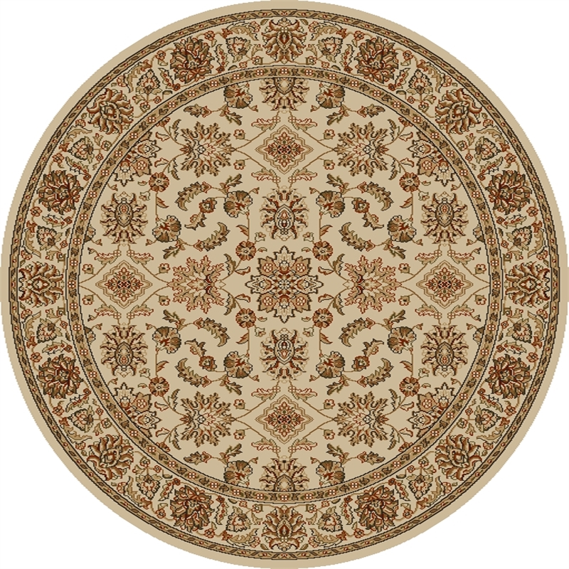 Pemberly Row Traditional 8' x 8' Circular Fabric Rug in Ivory