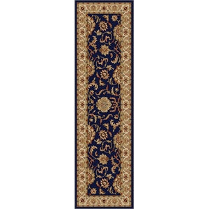 Pemberly Row Traditional 2'2&quot x 7'7&quot Rectangular Fabric Rug in Blue