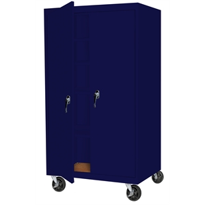 Pemberly Row Modern Industrial Office Mobile Storage Cabinet in Navy