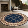 Pemberly Row Traditional 8' x 8' Circular Fabric Rug in Navy