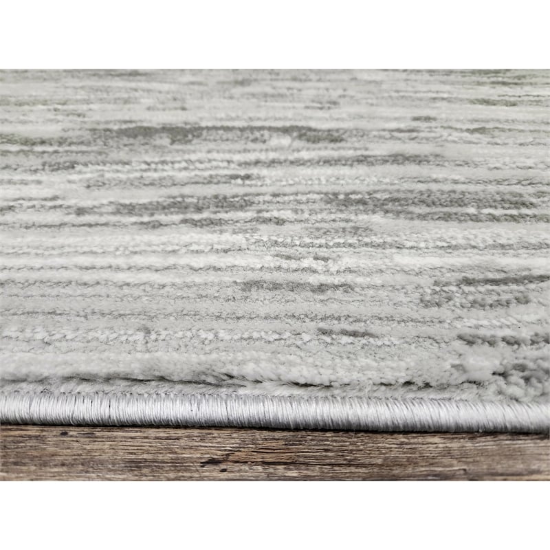 Pemberly Row Polyester Transitional Striated Gray 8x10 Area Rug