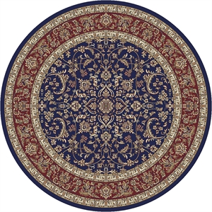 Pemberly Row Traditional 5'3&quot x 5'3&quot Circular Fabric Rug in Navy